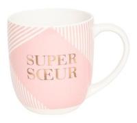 DRAEGER PARIS 1886 | Mug en Céramique Rose Super Soeur | Idée Cadeau Famille, Soeur, Amie | Anniversaire, Noël | Humour, Amour, Amitié | 320 ml | Coffret Cadeau Chic