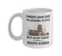 Mug Café Sud-Coréen, Amoureux De La Corée, dans Ma Tête Je suis en Corée, Voyageur Tasses À Café Bonne Tasse A Cafe Perfection Tasse pour Garçon Travail Ado 330Ml