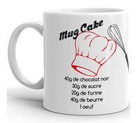 Mug cake recette gourmande délicieuse tasse gateau pâtissier drole Qualité Idée Cadeau Originale anniversaire noel fete Ami Collègue femme Famille Parent copain cuistot cuisinier ceramique 325ml