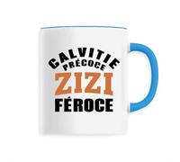 Mug Calvitie précoce, zizi féroce - Imprimé en France - Tasse originale en céramique - Cadeau Anniversaire Chauve Humour original rigolo (Bleu)