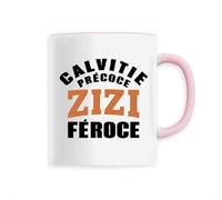 Mug Calvitie précoce, zizi féroce - Imprimé en France - Tasse originale en céramique - Cadeau Anniversaire Chauve Humour original rigolo (Rose)