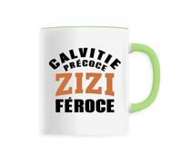 Mug Calvitie précoce, zizi féroce - Imprimé en France - Tasse originale en céramique - Cadeau Anniversaire Chauve Humour original rigolo (Vert)