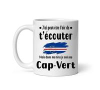 Mug Cap Vert j'ai peut-être l'air de t'écouter humour voyage Tasse Cap Vert