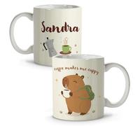 Mug capybara personnalisé. Mugs à café capybara. Mugs petit-déjeuner. Cadeaux originaux pour femmes et hommes. Cadeau pour votre copine. Cadeaux pour vos collègues. Père Noël secret. Accessoires café.