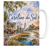 Mug Caroline du Sud - Demeures Coloniales & Palmettos - Céramique 330 ml