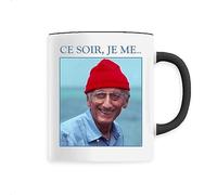 Mug Ce soir, je me Coustau - Imprimé en France - Tasse originale en céramique - Cadeau Humour original rigolo (Noir)