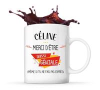Mug Céline Géniale Sans Faire Exprès Tasse Cadeau Prénom Surnom Nom De Famille Anniversaire Noël