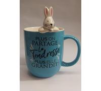 Mug Ceramique 3D Relief LAPIN plus on partage la tendresse plus elle grandit
