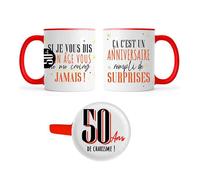 MUG CÉRAMIQUE ANNIVERSAIRE SECRET 50ANS 355ML Rouge, Bordeaux