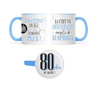 MUG CÉRAMIQUE ANNIVERSAIRE SECRET 80ANS 355ML Blanc
