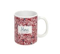 Mug céramique avec fleurs roses et inscription "Merci pour cette année" (30 cl) - -