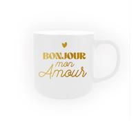 STC - MUG CÉRAMIQUE Bonjour Mon Amour Blanc Mat