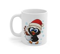 Mug Céramique Calimero Poussin Noël - Tasse Festive Flocons Mignonne 325ml - Cadeau Original Café