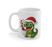 Mug Céramique Calimero Poussin Noël - Tasse Festive Flocons Mignonne 325ml - Cadeau Original Café (Crocodile)