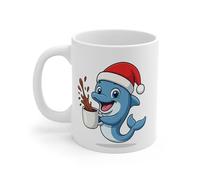 Mug Céramique Calimero Poussin Noël - Tasse Festive Flocons Mignonne 325ml - Cadeau Original Café (Dauphin)