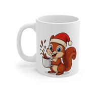 Mug Céramique Calimero Poussin Noël - Tasse Festive Flocons Mignonne 325ml - Cadeau Original Café (écureuil)