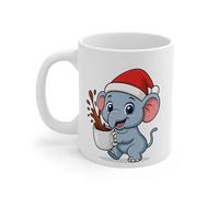 Mug Céramique Calimero Poussin Noël - Tasse Festive Flocons Mignonne 325ml - Cadeau Original Café (éléphant)