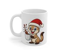 Mug Céramique Calimero Poussin Noël - Tasse Festive Flocons Mignonne 325ml - Cadeau Original Café (Furet)