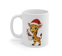 Mug Céramique Calimero Poussin Noël - Tasse Festive Flocons Mignonne 325ml - Cadeau Original Café (Girafe)