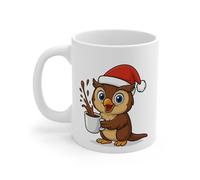 Mug Céramique Calimero Poussin Noël - Tasse Festive Flocons Mignonne 325ml - Cadeau Original Café (Hibou)