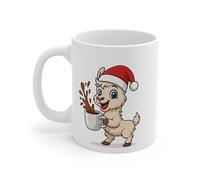 Mug Céramique Calimero Poussin Noël - Tasse Festive Flocons Mignonne 325ml - Cadeau Original Café (Lama)