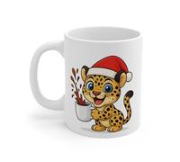 Mug Céramique Calimero Poussin Noël - Tasse Festive Flocons Mignonne 325ml - Cadeau Original Café (Léopard)