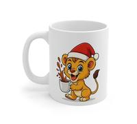 Mug Céramique Calimero Poussin Noël - Tasse Festive Flocons Mignonne 325ml - Cadeau Original Café (Lionceau)