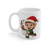 Mug Céramique Calimero Poussin Noël - Tasse Festive Flocons Mignonne 325ml - Cadeau Original Café (Lutin)