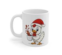 Mug Céramique Calimero Poussin Noël - Tasse Festive Flocons Mignonne 325ml - Cadeau Original Café (Poule)