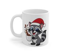 Mug Céramique Calimero Poussin Noël - Tasse Festive Flocons Mignonne 325ml - Cadeau Original Café (Raton laveur)
