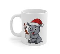 Mug Céramique Calimero Poussin Noël - Tasse Festive Flocons Mignonne 325ml - Cadeau Original Café (Rhinocéros)