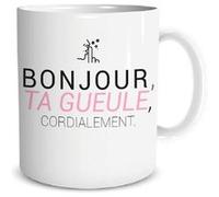 mug céramique humoristique bonjour ta gueule 9.5cm - sud trading cd6491 Blanc G