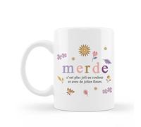 Mug céramique humour - “Merde c’est plus joli en couleur” | Tasse drôle et décalée | Cadeau original pour femme, collègue ou amie | Impression française