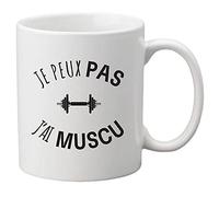 Mug céramique imprimé citation Je peux pas j'ai muscu ref 2747