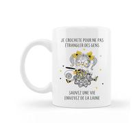 Mug céramique imprimé Sauvez une vie, envoyez de la laine | Cadeau passion laine
