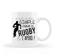 Mug Céramique - Je Suis Un Mec Simple, J'aime Le Rugby Et L'Apéro