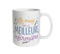 MUG CÉRAMIQUE PAILLETTES MEILLEURE INFIRMIÈRE Blanc