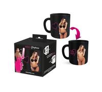 Tasse à café, mug sexy thermo-réactif déshabilleur femme cheveux longs chatains, en céramique, 25 cl