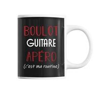 Mug - C'est Ma Routine - Guitare - Céramique - 325 Ml - Résistant Lave-Vaisselle Et Micro-Onde