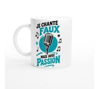 Mug Chant Je Chante Faux Mais avec Passion | Mug Humour Chanteur - Idée Cadeau Originale