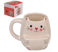 Out Of The Blue – Tasse à café avec compartiment à biscuits – Motif chat – Transparent