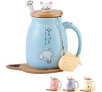 Mug Chat en Céramique Mignon pour Café et Thé 350 ml bleu Vendos85