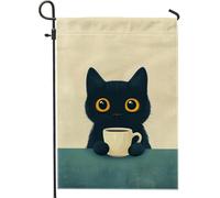 Mug chat mignon, drapeau de jardin, décoration extérieure pour Halloween, drapeau de cour double face, décoration de pelouse, accessoires d'intérieur confortables 30,5 x 45,7 cm
