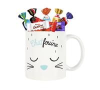 Mug Chatfouine garni de 20 Chocolats Célébrations, Daim, Milka et Kinder | Coffret cadeau original pour Noël ou un anniversaire