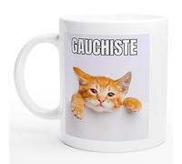 Mug Chaton Drôle - Gauchiste - Cadeau Rigolo pour Collègue