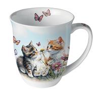 Mug chatons et papillons en porcelaine fine 400 ml