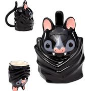 Mug chauve-souris à l'envers - Tasse à café chauve-souris 3D en céramique avec anse en forme de queue, mug original et amusant fait main, base lestée stable, cadeau gothique pour le bureau (1 PC)