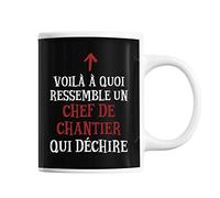 Mug Chef de Chantier Qui déchire | Tasse café métier pour collègue de travail ami ou famille | Imprimé en France