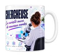 Mug Chercheuse - La Curiosité Ouvre de Nouveaux Mondes | Mug Céramique 330 ml | Idée Cadeau Original Homme Femme | Passe au Lave-Vaisselle et au Micro-Ondes | Impression Sublimation Haute Définition