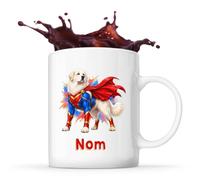 Mug Chien de Montagne des Pyrénées : Super-héros | Tasse en Céramique 330 ml Recto Verso Passe au Lave-Vaisselle | Café Thé Bureau Maison | Cadeau Propriétaire Chien Collègue Anniversaire Noël